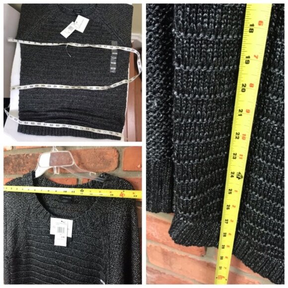 Calvin Klein NEW Loose Knit Crew Neck Sweater Cable Silver Charcoal Grey Tags L - Picture 16 of 16